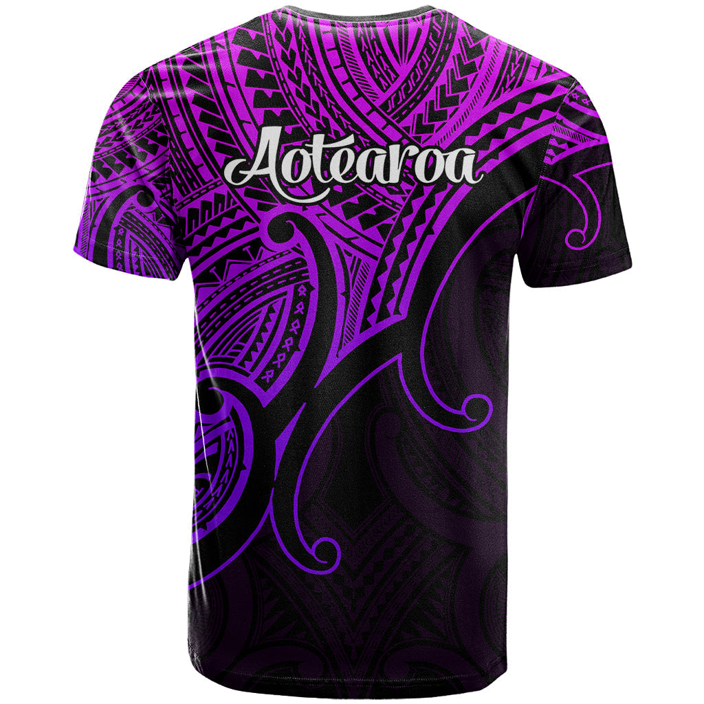 Aotearoa Polynesian T-Shirt with Maori Koru Purple Graphic Tee