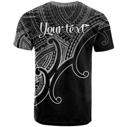 Custom Aotearoa Polynesian T-Shirt with Maori Koru Black Graphic Tee