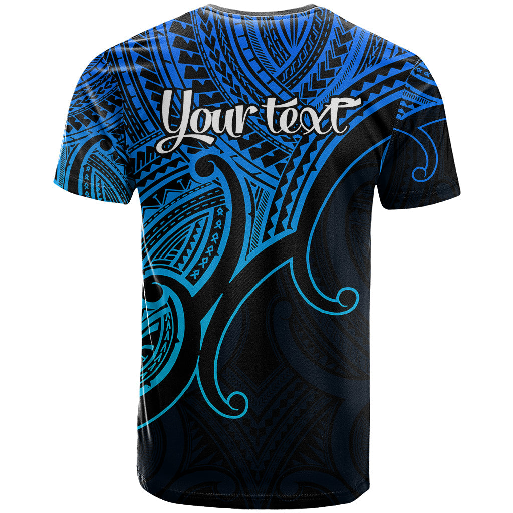 Custom Aotearoa Polynesian T-Shirt with Maori Koru Blue Graphic Tee