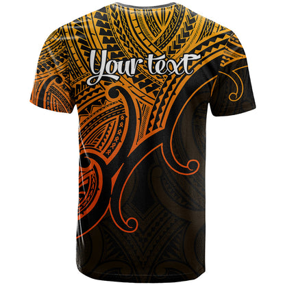 Custom Aotearoa Polynesian T-Shirt with Maori Koru Gold Graphic Tee