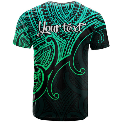 Custom Aotearoa Polynesian T-Shirt with Maori Koru Green Graphic Tee
