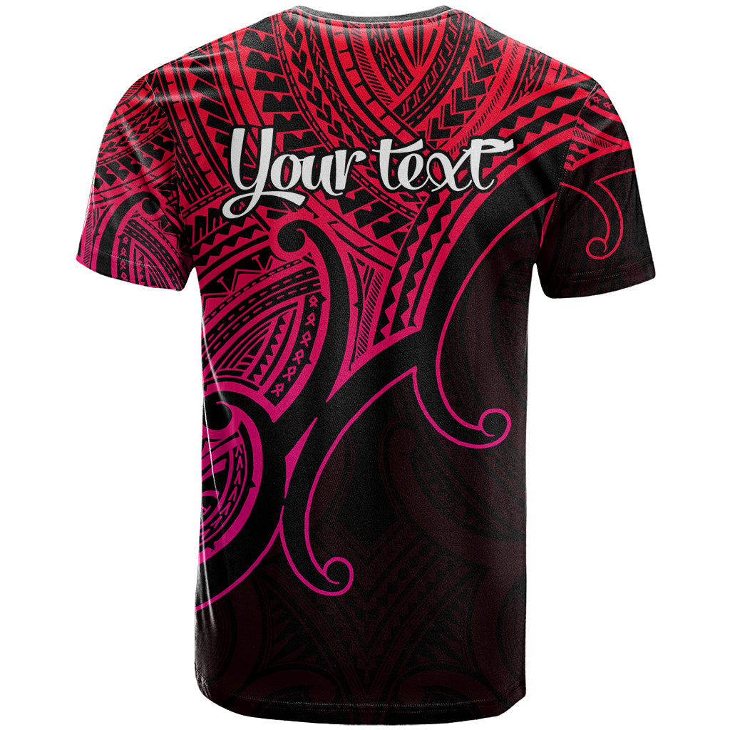 Custom Aotearoa Polynesian T-Shirt with Maori Koru Pink Graphic Tee