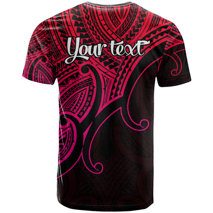 Custom Aotearoa Polynesian T-Shirt with Maori Koru Pink Graphic Tee