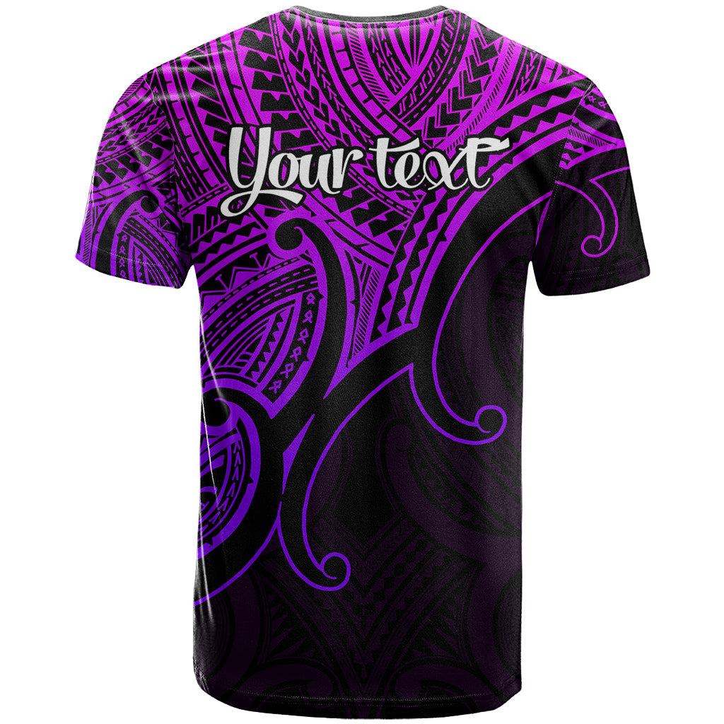 Custom Aotearoa Polynesian T-Shirt with Maori Koru Purple Graphic Tee