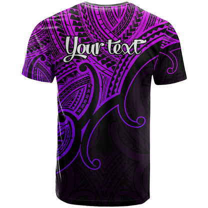 Custom Aotearoa Polynesian T-Shirt with Maori Koru Purple Graphic Tee