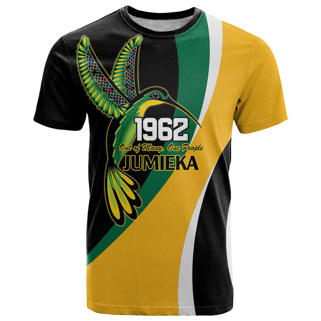 Jamaica Independence Day Personalized T-Shirt Green and Yellow Tribal Hummingbird Graphic Tee