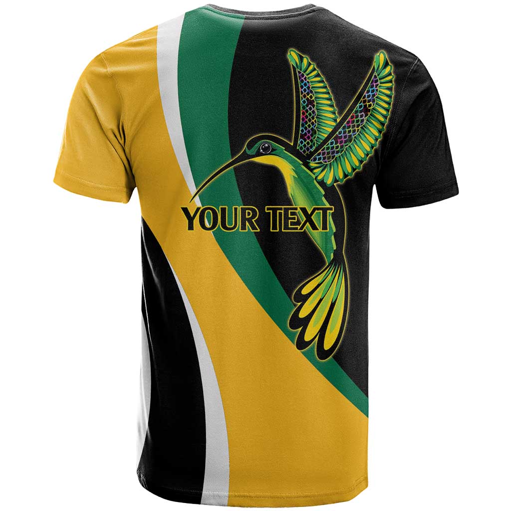 Jamaica Independence Day Personalized T-Shirt Green and Yellow Tribal Hummingbird Graphic Tee
