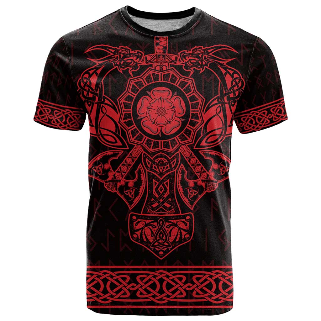 Vikings from Yorkshire T-Shirt Red Spirit of Jorvik Graphic Tee
