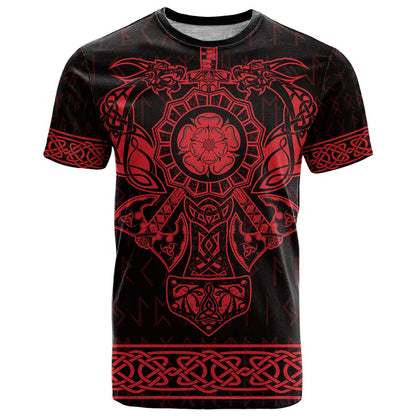 Vikings from Yorkshire T-Shirt Red Spirit of Jorvik Graphic Tee