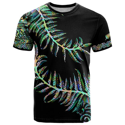 New Zealand T-Shirt Aotearoa Silver Fern Mixed Papua Shell Green Vibe Graphic Tee