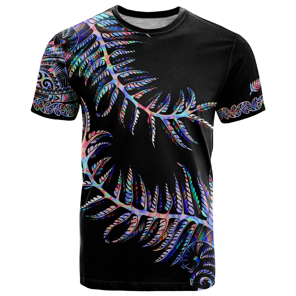 New Zealand T-Shirt Aotearoa Silver Fern Mixed Papua Shell Purple Vibe Graphic Tee