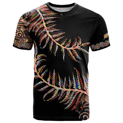 New Zealand T-Shirt Aotearoa Silver Fern Mixed Papua Shell Red Vibe Graphic Tee