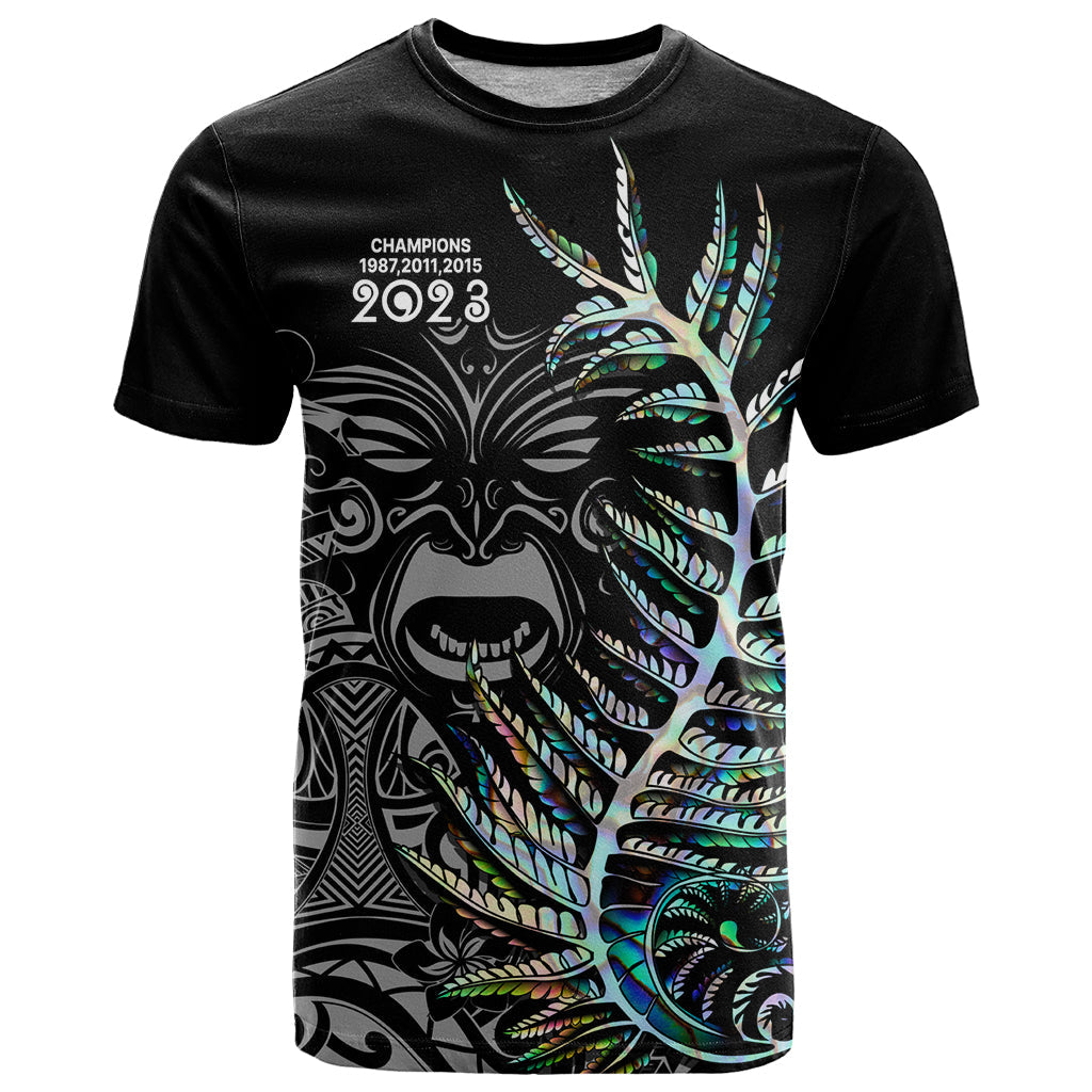 Custom New Zealand Rugby T-Shirt NZ Black Fern Champions History With Papua Shell Graphic Tee