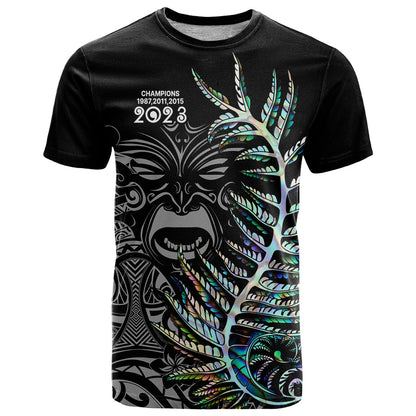 Custom New Zealand Rugby T-Shirt NZ Black Fern Champions History With Papua Shell Graphic Tee