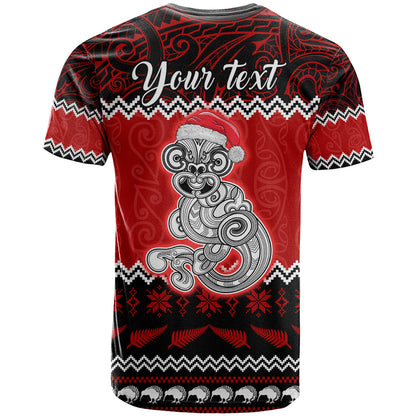 Personalised New Zealand Christmas T-Shirt Maori Tiki Meri Kirihimete Graphic Tee