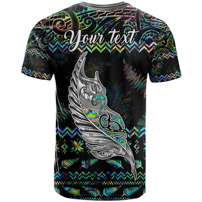 Personalised New Zealand Christmas T-Shirt Maori Fern Manaia Meri Kirihimete with Papaua Shell Graphic Tee