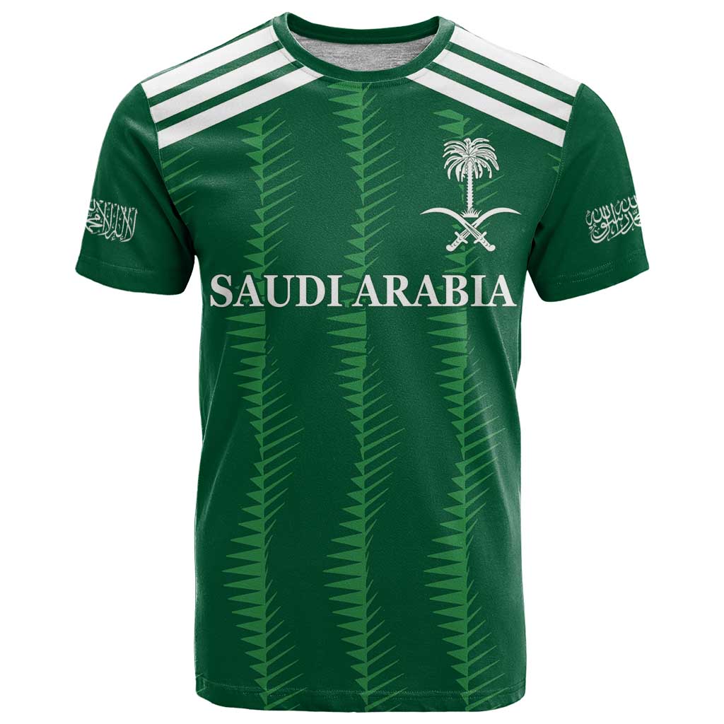 Custom Saudi Arabia Football T-Shirt Green Al -Arabiyyah Concept 23-2024 Graphic Tee