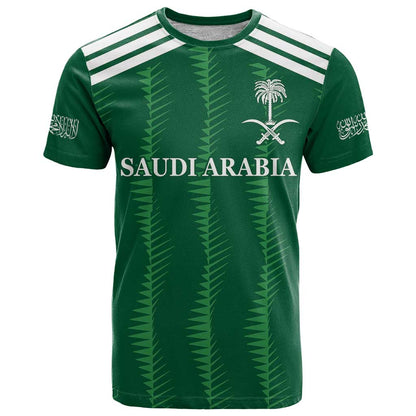 Custom Saudi Arabia Football T-Shirt Green Al -Arabiyyah Concept 23-2024 Graphic Tee