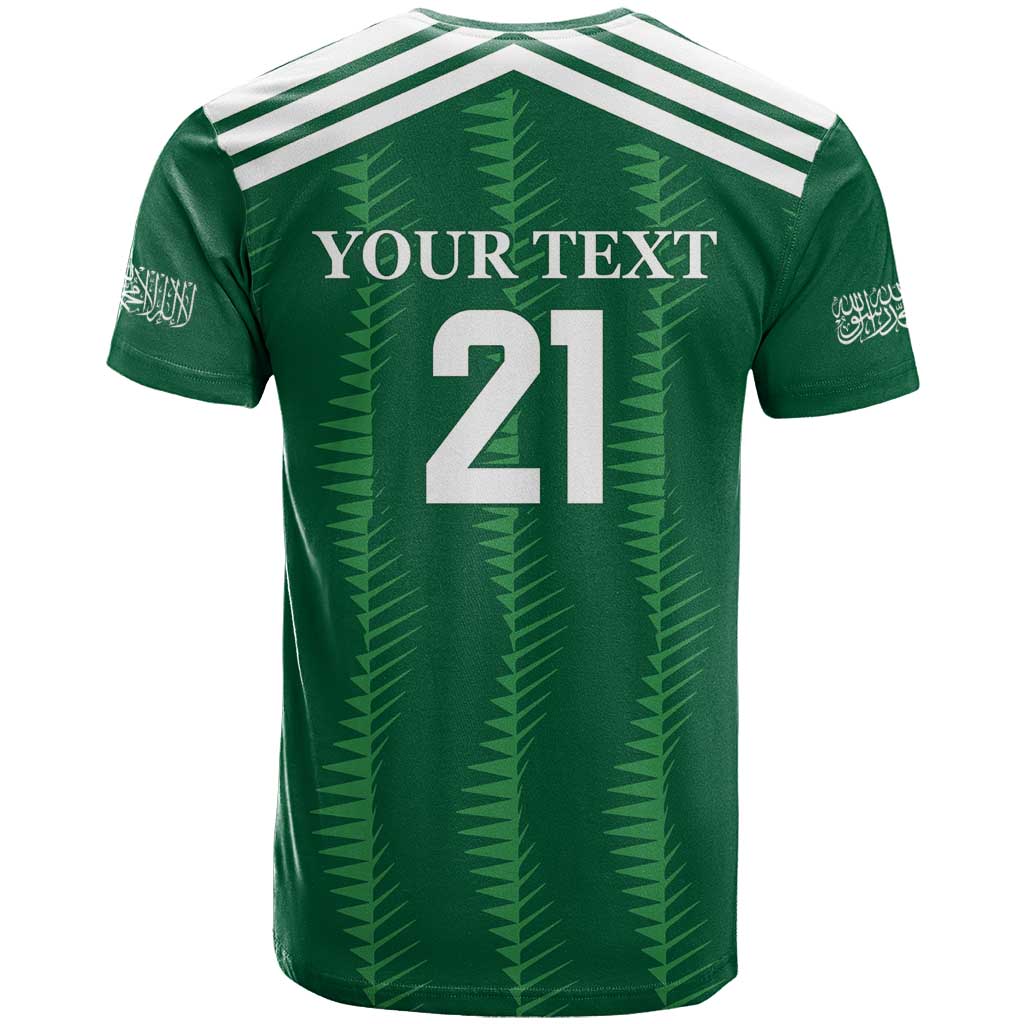 Custom Saudi Arabia Football T-Shirt Green Al -Arabiyyah Concept 23-2024 Graphic Tee