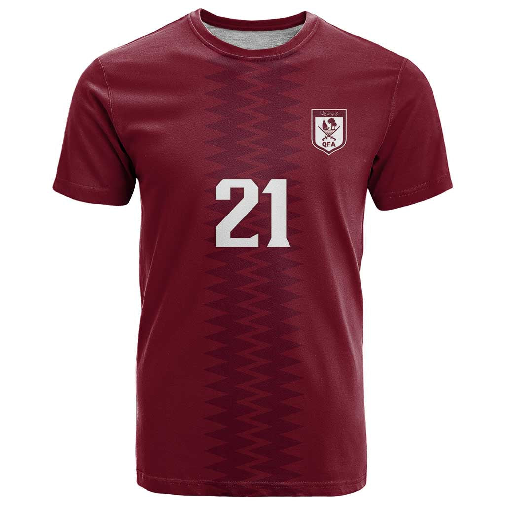 Qatar WC26 Custom T-Shirt Maroon One Zigzag Pattern Graphic Tee