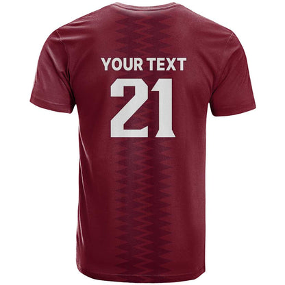 Qatar WC26 Custom T-Shirt Maroon One Zigzag Pattern Graphic Tee