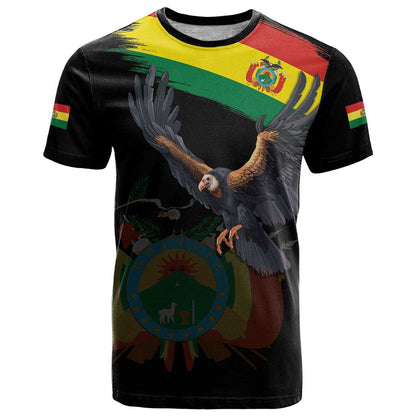 Bolivia Andean Condor T-Shirt Grunge Flag Motif Graphic Tee