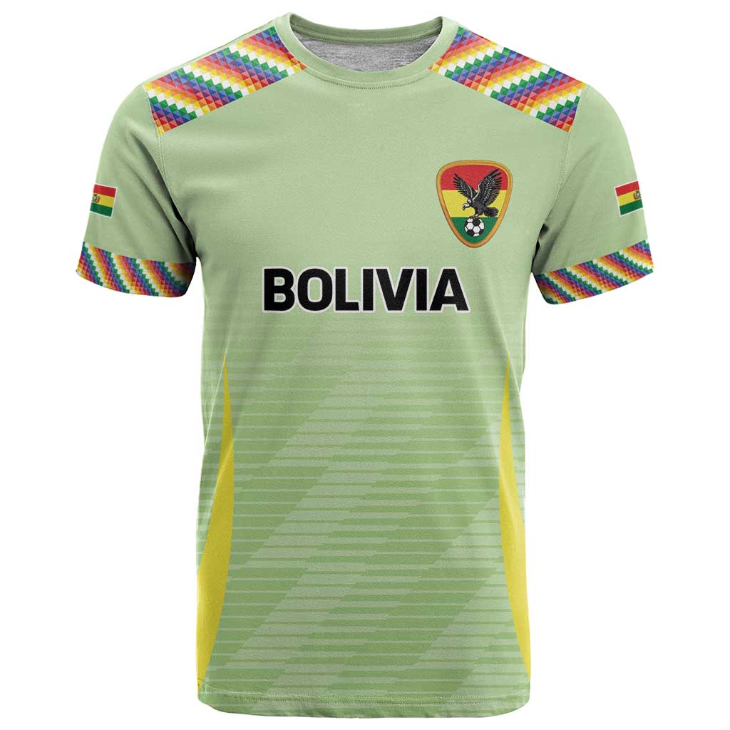 Bolivia Football Custom T-Shirt Wiphala Flag Pattern Spirit Graphic Tee