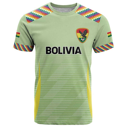 Bolivia Football Custom T-Shirt Wiphala Flag Pattern Spirit Graphic Tee