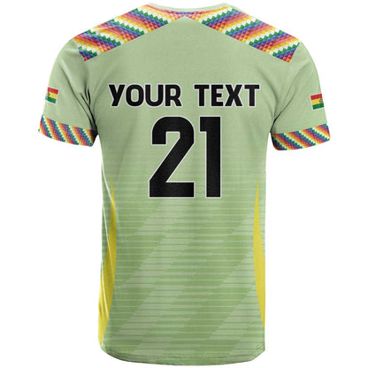 Bolivia Football Custom T-Shirt Wiphala Flag Pattern Spirit Graphic Tee