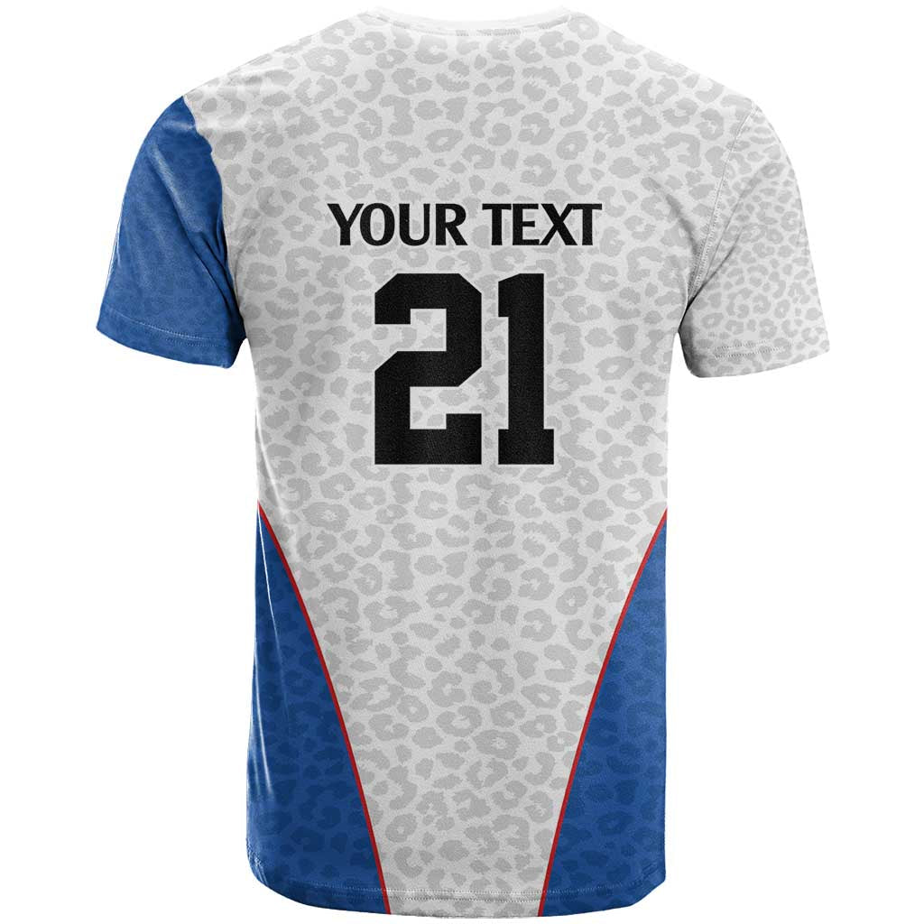 DR Congo Football Custom T-Shirt White Leopard Skin Pattern Graphic Tee
