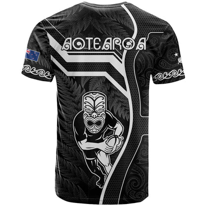 New Zealand Aotearoa Rugby T-Shirt Black Fern Maori Tribal Sporty Style Graphic Tee