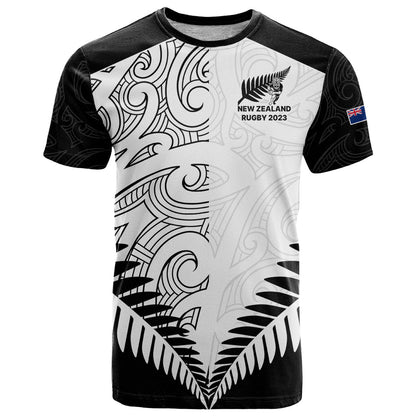 New Zealand Rugby T-Shirt Proud Aoteroa Stylised Maori Koru Graphic Tee
