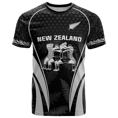Custom New Zealand Aotearoa Rugby T-Shirt Haka Dance Mixed Silver Fern Sporty Style Graphic Tee