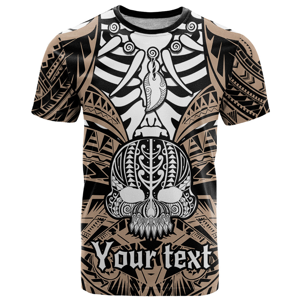 Personalised Polynesia Skull T-Shirt With Boars Tusk Gold Arty Vibe Graphic Tee