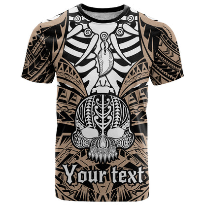 Personalised Polynesia Skull T-Shirt With Boars Tusk Gold Arty Vibe Graphic Tee