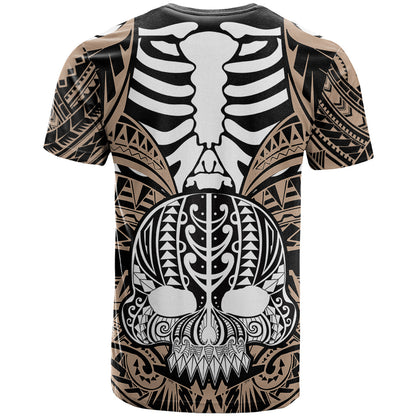 Personalised Polynesia Skull T-Shirt With Boars Tusk Gold Arty Vibe Graphic Tee