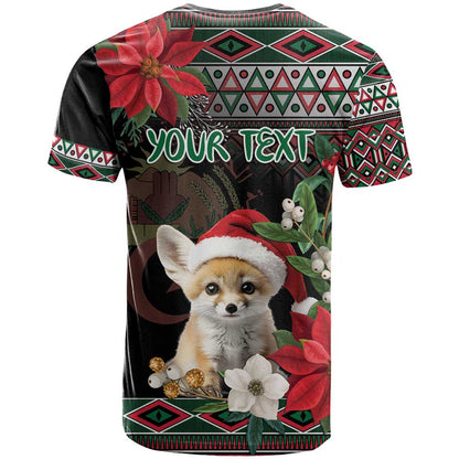 Algeria Christmas Personalized T-Shirt Fennec Fox Santa and Traditional Pattern Graphic Tee