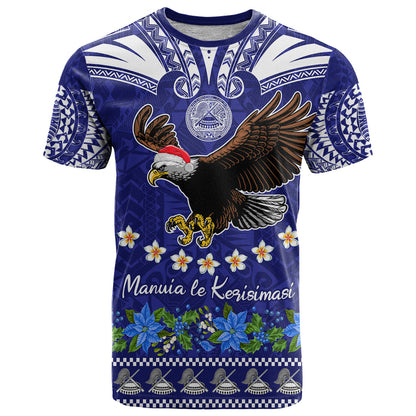Personalised American Samoa Christmas T-Shirt Manuia le Kerisimasi Polynesian Tribal Graphic Tee