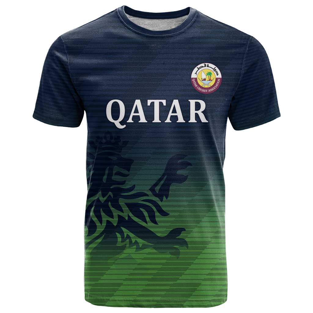 Custom Qatar Cricket T-Shirt Green Sporty Pattern Graphic Tee