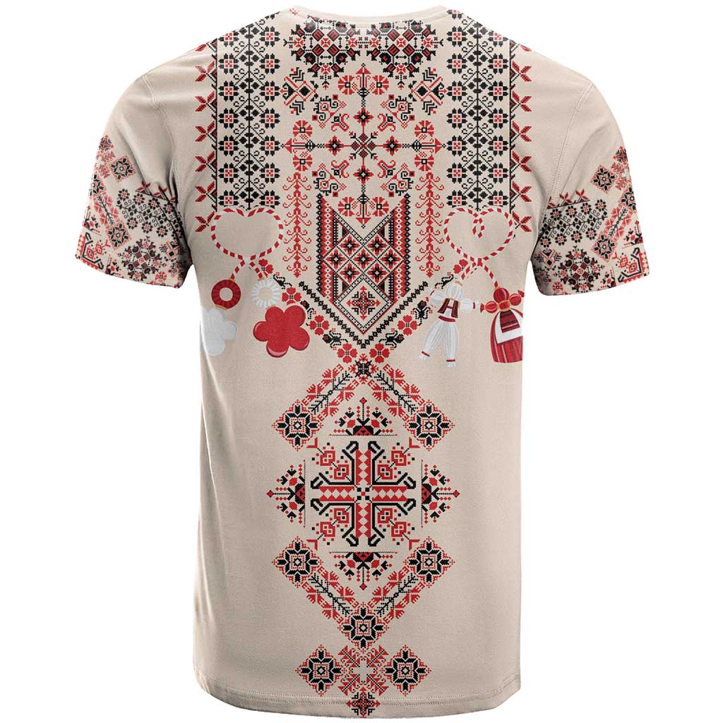Vintage Martisor Day Martenitsa T-Shirt Traditional Romanian Embroidery No2 Graphic Tee
