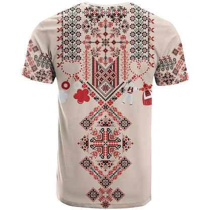Vintage Martisor Day Martenitsa T-Shirt Traditional Romanian Embroidery No2 Graphic Tee