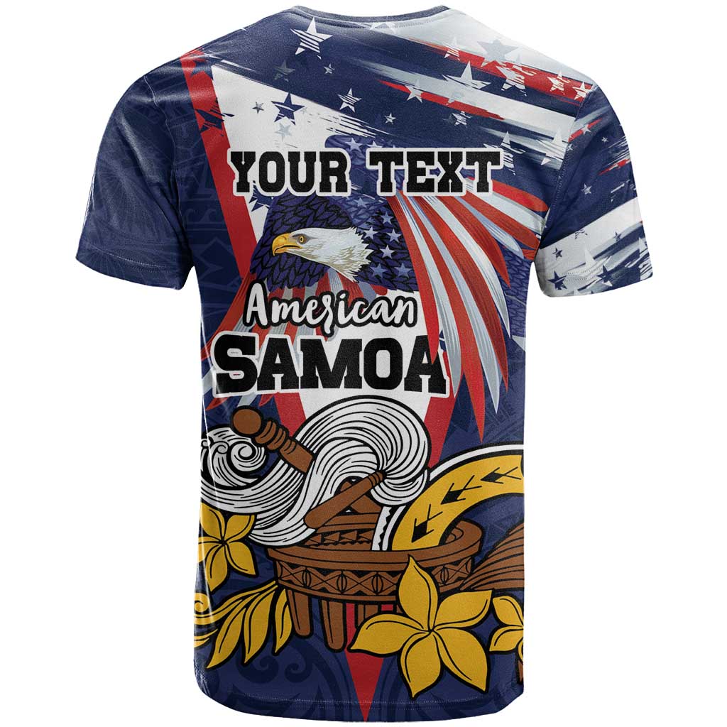 USA-American Samoa Flag Day Personalized T-Shirt Bald Eagle Polynesian Tribal Pattern Graphic Tee