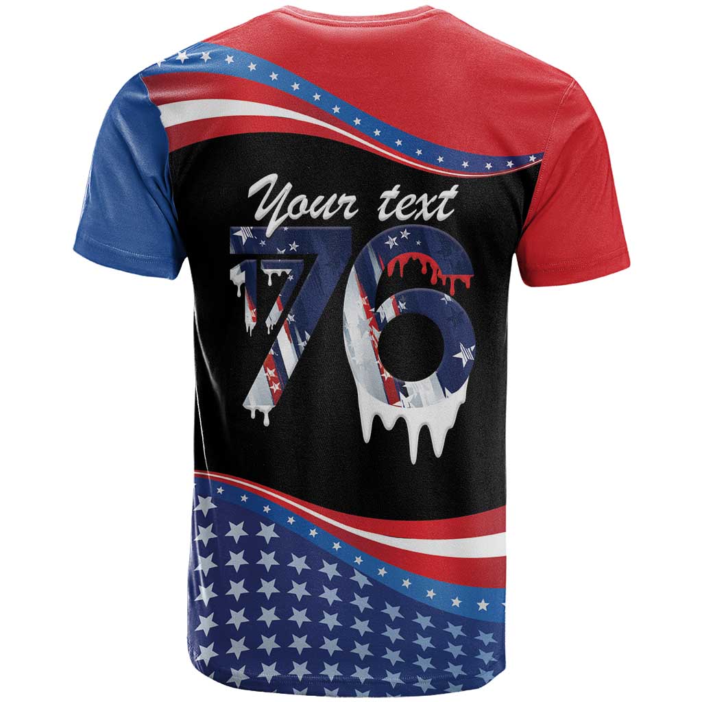 Funny Ice Cream 1776 Drip Personalized T-Shirt American Flag 4th Of July Graphic Tee