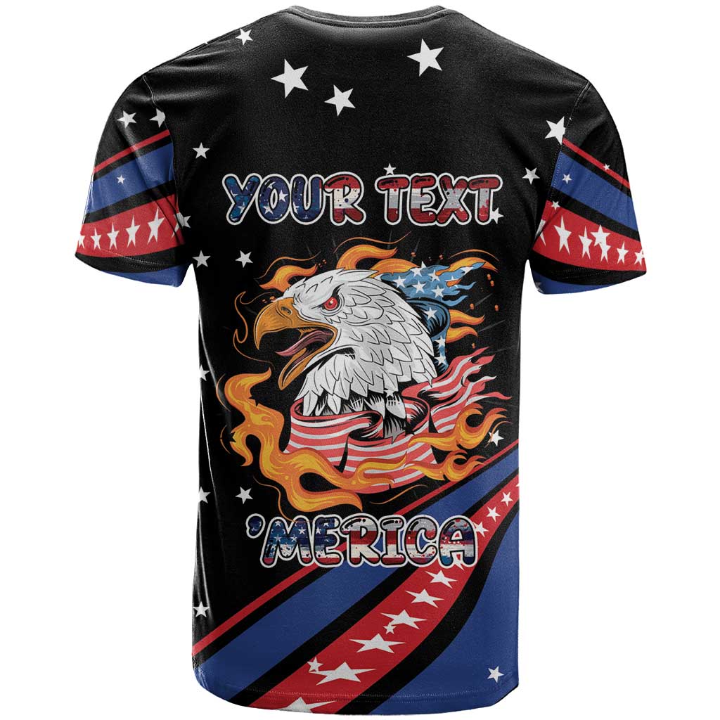 Personalized America History Began 4th of July T-Shirt Fire Bald Eagle US Flag Graphic Tee