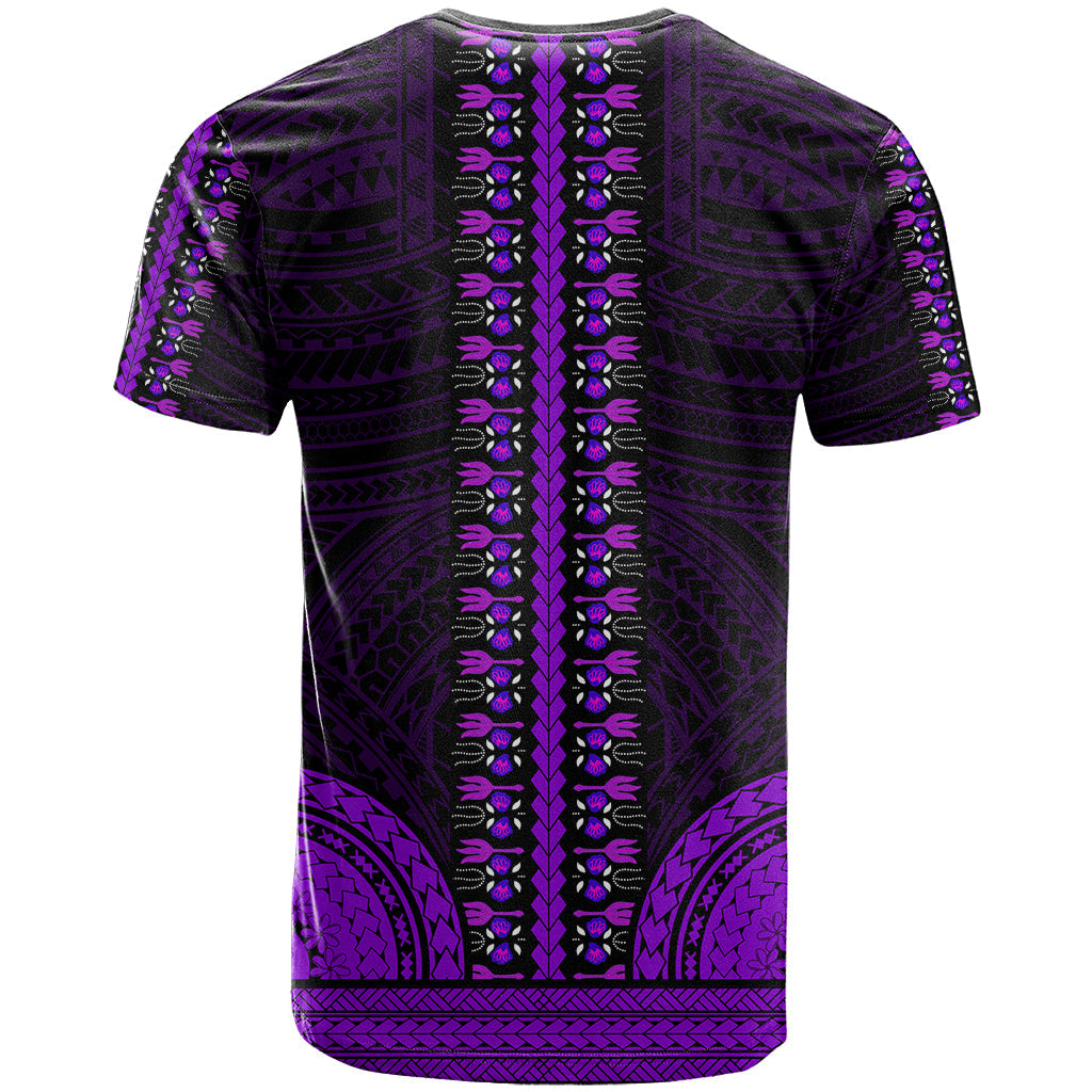 African Dashiki T-Shirt With Polynesian Pattern - Purple Graphic Tee
