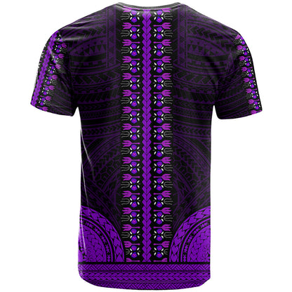 African Dashiki T-Shirt With Polynesian Pattern - Purple Graphic Tee