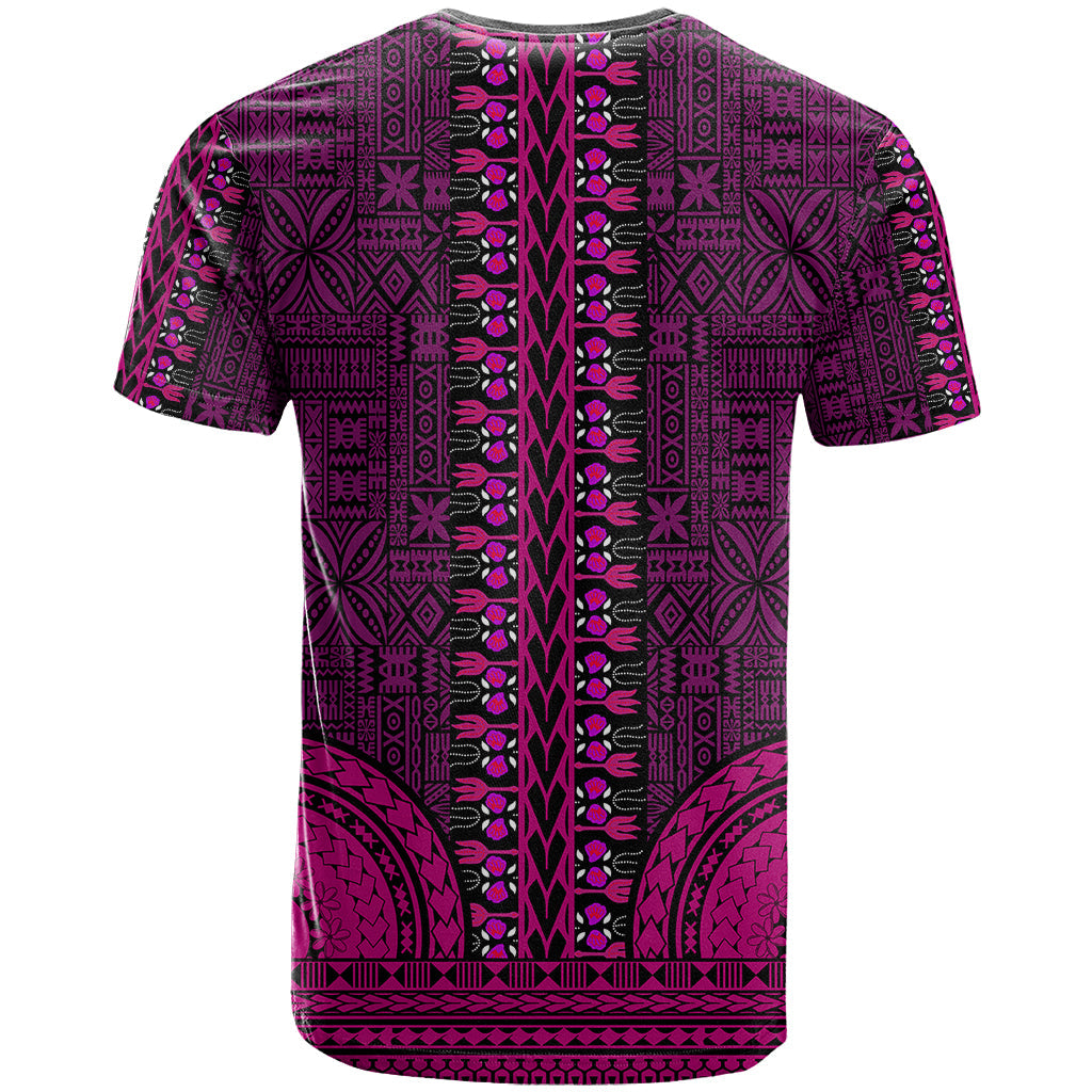 African Dashiki T-Shirt With Tapa Pattern - Pink Graphic Tee