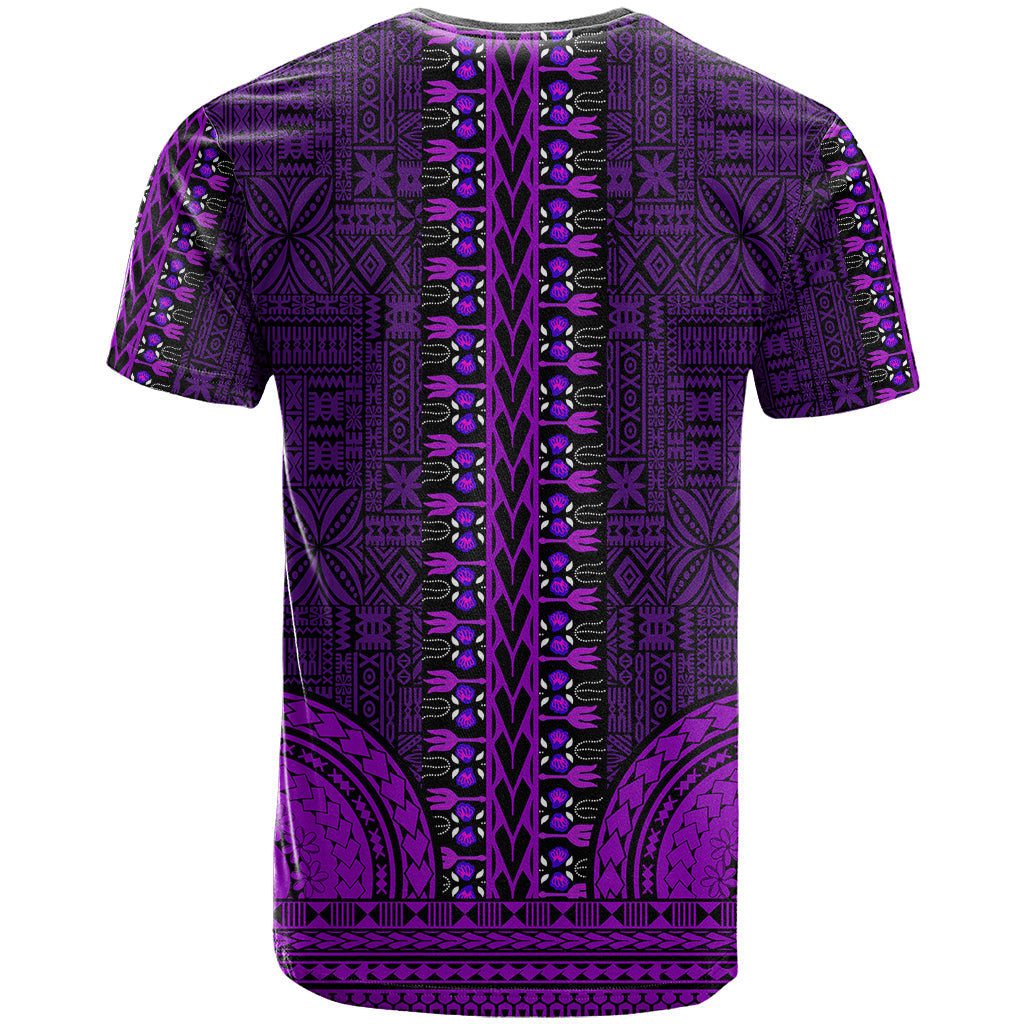 African Dashiki T-Shirt With Tapa Pattern - Purple Graphic Tee