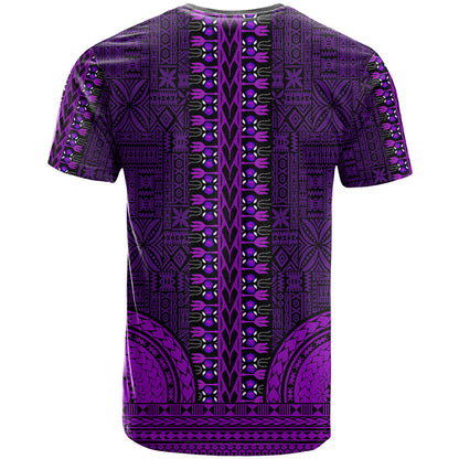 African Dashiki T-Shirt With Tapa Pattern - Purple Graphic Tee
