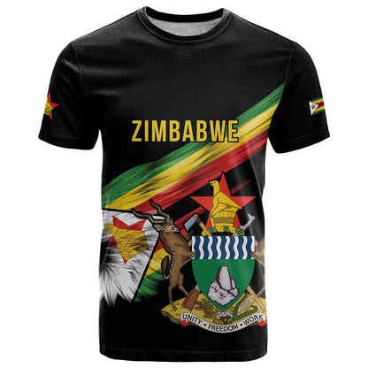 Personalized Zimbabwe Wings Flag T-Shirt Proudly Zimbabwean Graphic Tee